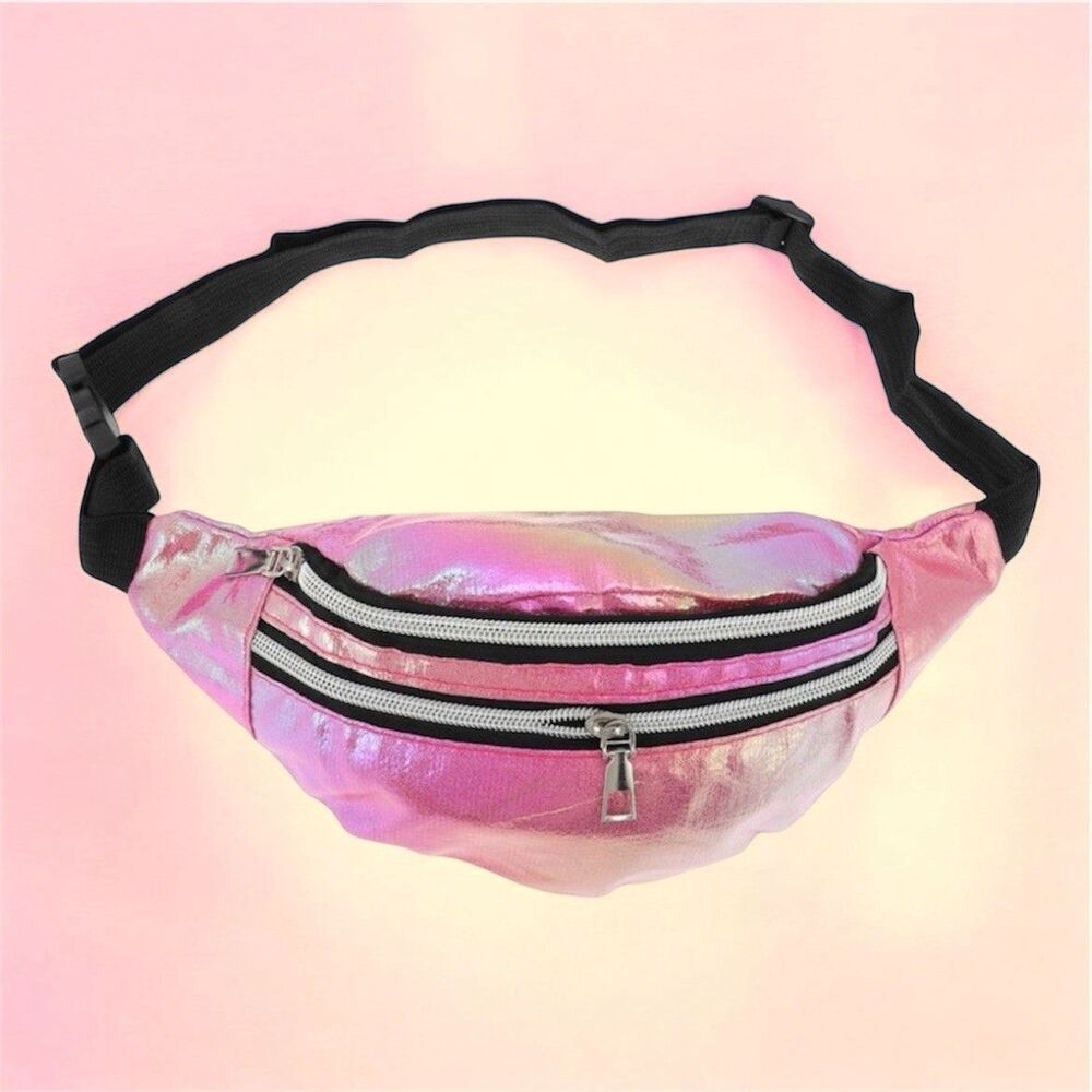 Rainbow Iridescent Holographic Fanny Pack Waist Bag Belt Crossbody Target Pink